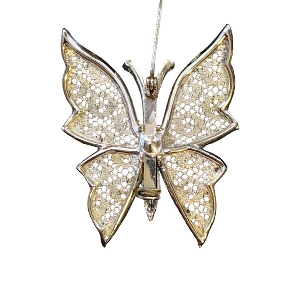 Vintage Silver Tone Butterfly Brooch With Intricate Filigree Wings (1128) - Picture 5 of 6